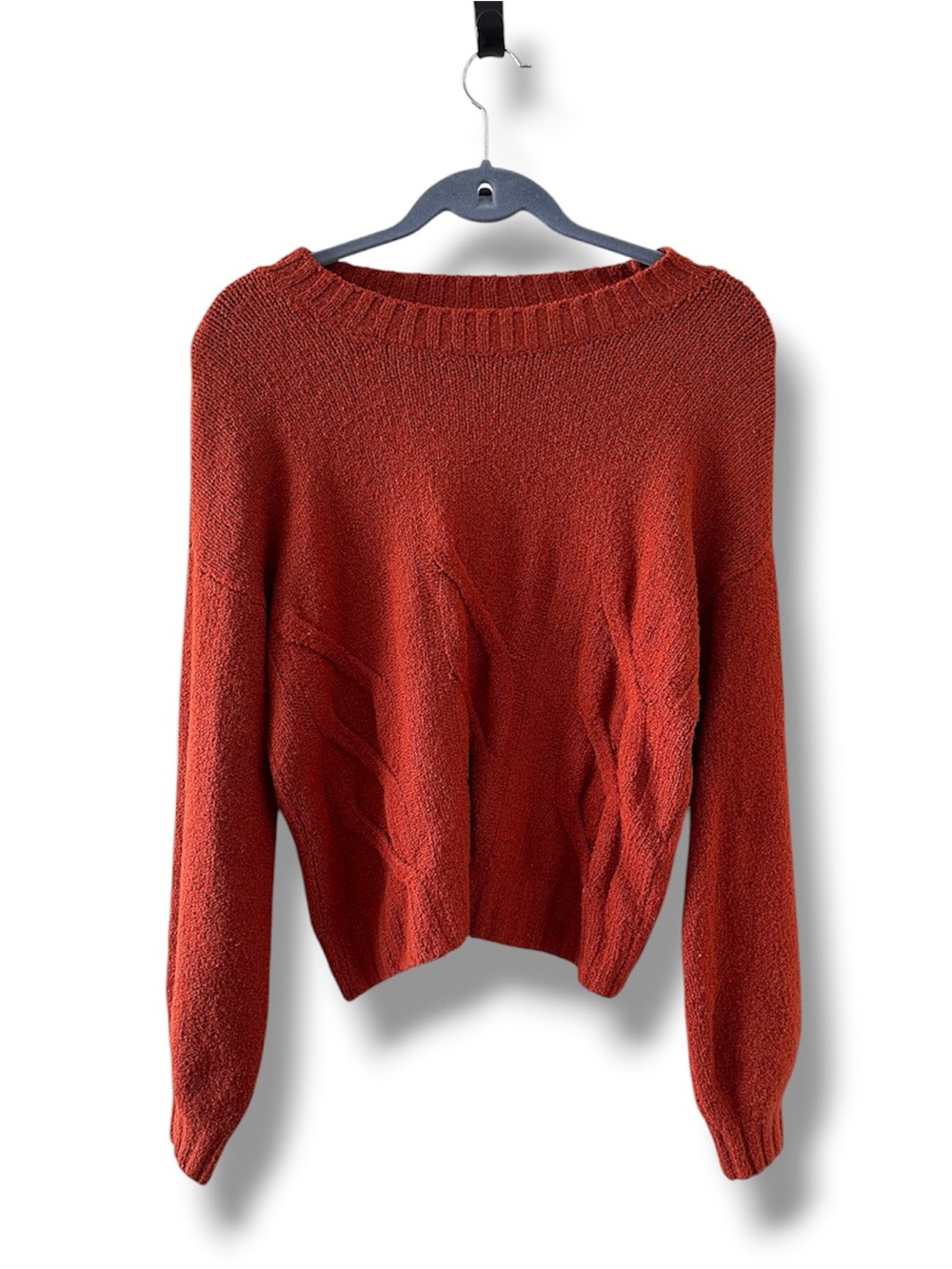 Hollister Rust Orange Faux Cable Knit Oversized Sweater Women's Size Small Fall